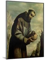 St. Francis in Meditation-Francisco de Zurbarán-Mounted Giclee Print