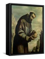 St. Francis in Meditation-Francisco de Zurbarán-Framed Stretched Canvas