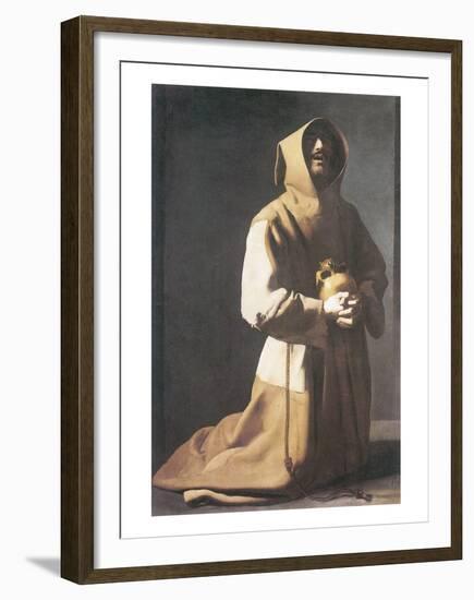 St. Francis Kneeling-Francisco de Zurbarán-Framed Premium Giclee Print