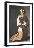 St. Francis Kneeling-Francisco de Zurbarán-Framed Premium Giclee Print