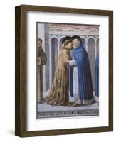 St Francis Meeting of St.Francis and St. Dominic-Benozzo Gozzoli-Framed Art Print