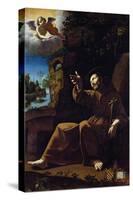 St. Francis of Assisi Consoled by an Angel Musician-Italian School-Stretched Canvas