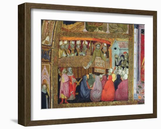 St. Francis Promulgates the Indulgence, Accompanied by the Bishops of Umbria, Fresco from the…-Ilario da Viterbo-Framed Giclee Print