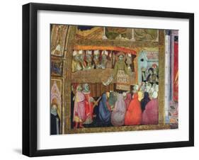 St. Francis Promulgates the Indulgence, Accompanied by the Bishops of Umbria, Fresco from the…-Ilario da Viterbo-Framed Giclee Print