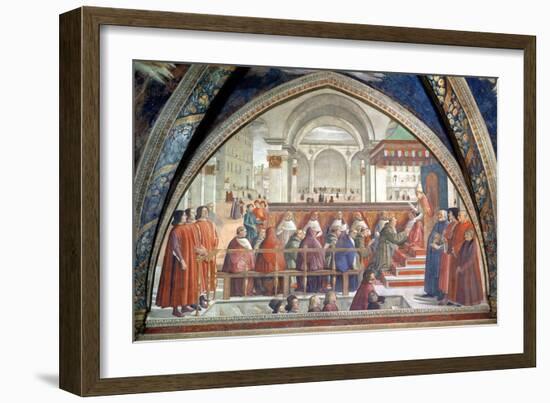 St. Francis Receiving the Rule of the Order from Pope Honorius-Domenico Ghirlandaio-Framed Giclee Print