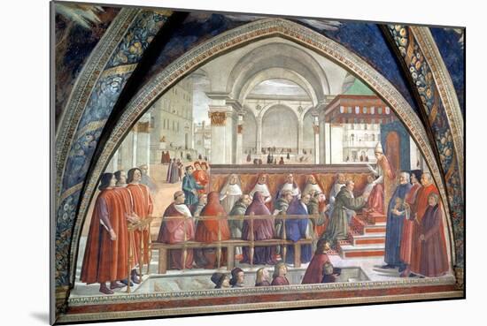 St. Francis Receiving the Rule of the Order from Pope Honorius-Domenico Ghirlandaio-Mounted Giclee Print