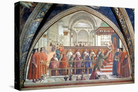 St. Francis Receiving the Rule of the Order from Pope Honorius-Domenico Ghirlandaio-Stretched Canvas