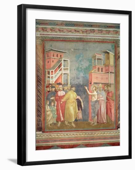 St. Francis Renounces His Father's Goods and Earthly Wealth, 1297-99-Giotto di Bondone-Framed Giclee Print