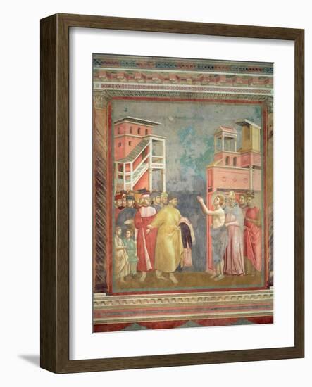 St. Francis Renounces His Father's Goods and Earthly Wealth, 1297-99-Giotto di Bondone-Framed Giclee Print