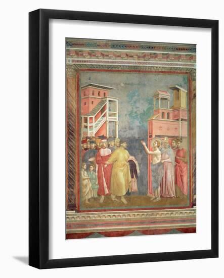 St. Francis Renounces His Father's Goods and Earthly Wealth, 1297-99-Giotto di Bondone-Framed Giclee Print