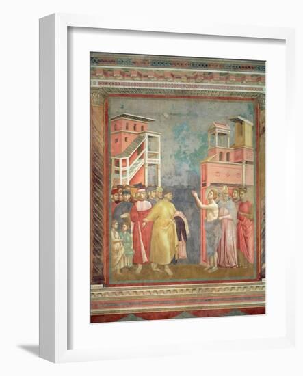 St. Francis Renounces His Father's Goods and Earthly Wealth, 1297-99-Giotto di Bondone-Framed Giclee Print