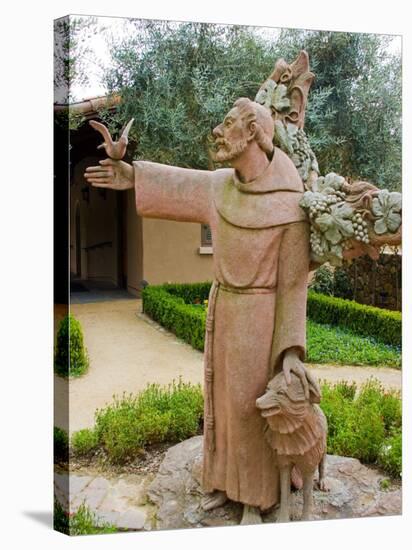St. Francis Statue at the St. Francis Vineyards and Winery, Sonoma Valley, California, USA-Julie Eggers-Stretched Canvas
