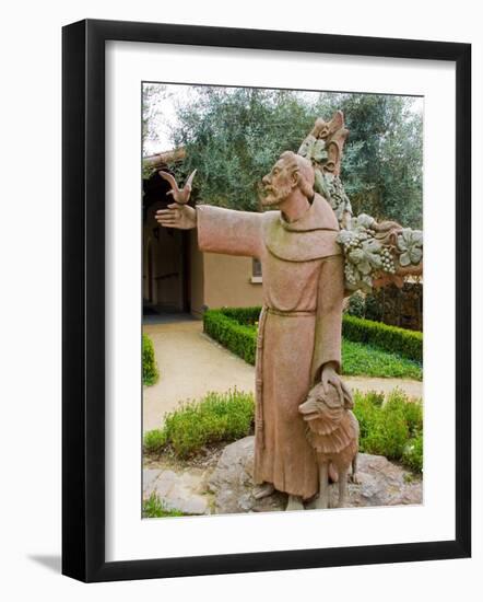 St. Francis Statue at the St. Francis Vineyards and Winery, Sonoma Valley, California, USA-Julie Eggers-Framed Photographic Print