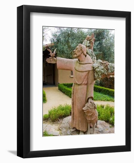 St. Francis Statue at the St. Francis Vineyards and Winery, Sonoma Valley, California, USA-Julie Eggers-Framed Photographic Print