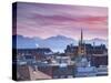 St Francois Church and City Skyline at Sunset, Lausanne, Vaud, Switzerland-Ian Trower-Stretched Canvas