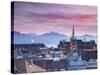 St Francois Church and City Skyline at Sunset, Lausanne, Vaud, Switzerland-Ian Trower-Stretched Canvas