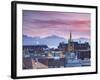 St Francois Church and City Skyline at Sunset, Lausanne, Vaud, Switzerland-Ian Trower-Framed Photographic Print