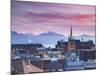 St Francois Church and City Skyline at Sunset, Lausanne, Vaud, Switzerland-Ian Trower-Mounted Photographic Print