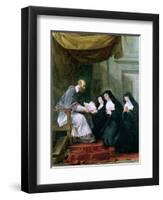 St. Francois de Sales Giving the Rule of the Visitation to St. Jeanne de Chantal-Noel Halle-Framed Giclee Print