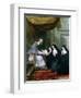 St. Francois de Sales Giving the Rule of the Visitation to St. Jeanne de Chantal-Noel Halle-Framed Giclee Print