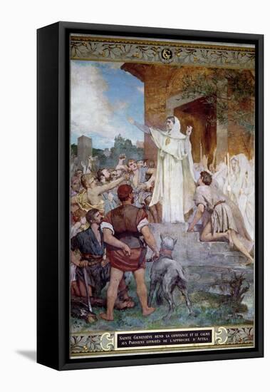 St. Genevieve Calming the Parisians on the Approach of Attila-Jules Elie Delaunay-Framed Stretched Canvas