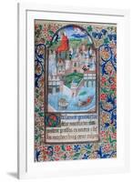 St Genevieve Praying on the Towers of Notre Dame, Paris, 15th Century-null-Framed Giclee Print