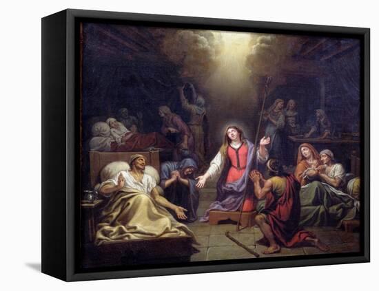 St. Genevieve Protecting the Ill, 1680 (Oil on Canvas)-Francois Verdier-Framed Stretched Canvas