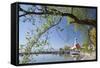 St.. Georg Church and Castle, Peninsula of Wasserburg, Lake Constance, Schwaben, Bavaria, Germany-Markus Lange-Framed Stretched Canvas