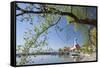 St.. Georg Church and Castle, Peninsula of Wasserburg, Lake Constance, Schwaben, Bavaria, Germany-Markus Lange-Framed Stretched Canvas