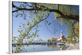 St.. Georg Church and Castle, Peninsula of Wasserburg, Lake Constance, Schwaben, Bavaria, Germany-Markus Lange-Framed Photographic Print