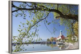 St.. Georg Church and Castle, Peninsula of Wasserburg, Lake Constance, Schwaben, Bavaria, Germany-Markus Lange-Framed Photographic Print