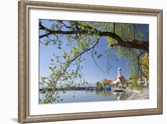 St.. Georg Church and Castle, Peninsula of Wasserburg, Lake Constance, Schwaben, Bavaria, Germany-Markus Lange-Framed Photographic Print