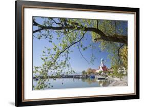 St.. Georg Church and Castle, Peninsula of Wasserburg, Lake Constance, Schwaben, Bavaria, Germany-Markus Lange-Framed Photographic Print