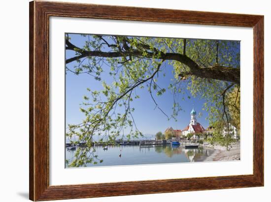 St.. Georg Church and Castle, Peninsula of Wasserburg, Lake Constance, Schwaben, Bavaria, Germany-Markus Lange-Framed Photographic Print