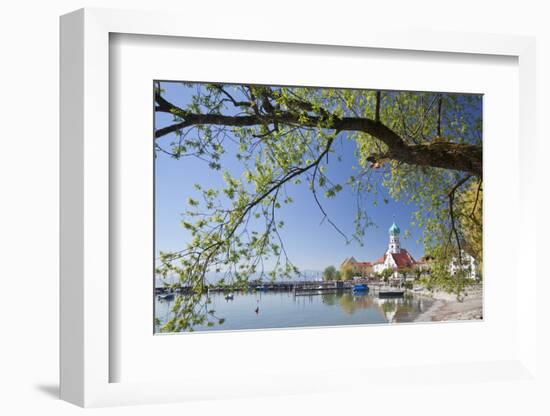 St.. Georg Church and Castle, Peninsula of Wasserburg, Lake Constance, Schwaben, Bavaria, Germany-Markus Lange-Framed Photographic Print