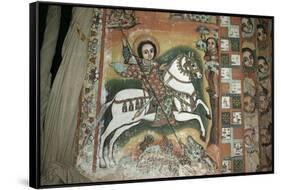 St. George and Dragon, Uran Kidane Meherate Church, Zege Peninsula, Lake Tana, Ethiopia, Africa-Sybil Sassoon-Framed Stretched Canvas