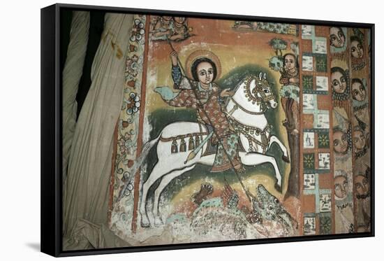 St. George and Dragon, Uran Kidane Meherate Church, Zege Peninsula, Lake Tana, Ethiopia, Africa-Sybil Sassoon-Framed Stretched Canvas