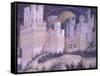 St George and Princess, Turreted City-Antonio Pisanello-Framed Stretched Canvas