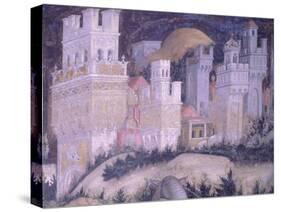 St George and Princess, Turreted City-Antonio Pisanello-Stretched Canvas