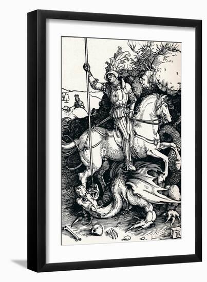 St George and the Dragon, 1505-Albrecht Dürer-Framed Premium Giclee Print