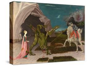 St. George and the Dragon, C.1470 (Oil on Canvas)-Paolo Uccello-Stretched Canvas