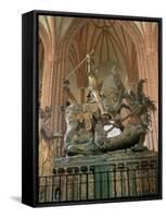 St George and the Dragon Statue, Inside the Storkyrkan Church, Stockholm, Sweden-Peter Thompson-Framed Stretched Canvas