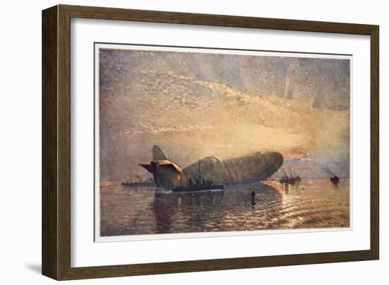 St. George and the Dragon: Zeppelin L15 in the Thames, 1916, 'The Naval Front' Maxwell, 1920-Donald Maxwell-Framed Giclee Print