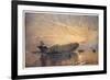 St. George and the Dragon: Zeppelin L15 in the Thames, 1916, 'The Naval Front' Maxwell, 1920-Donald Maxwell-Framed Giclee Print