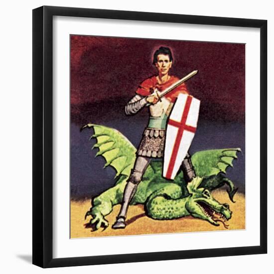 St George and the Dragon-English School-Framed Giclee Print