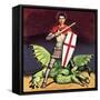St George and the Dragon-English School-Framed Stretched Canvas