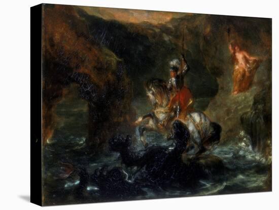 St George Fighting the Dragon or Perseus Delivering Andromeda, 1847-Eugene Delacroix-Stretched Canvas