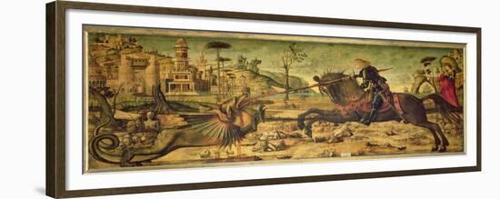 St. George Killing the Dragon, 1502-07-Vittore Carpaccio-Framed Premium Giclee Print