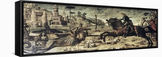 St. George Killing the Dragon-Vittore Carpaccio-Framed Stretched Canvas