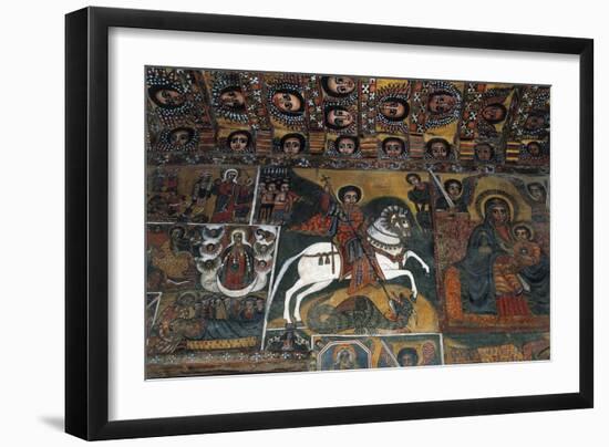 St George Slaying Dragon and Madonna and Child, Detail, Fresco, Debre Birhan Selassie-null-Framed Giclee Print